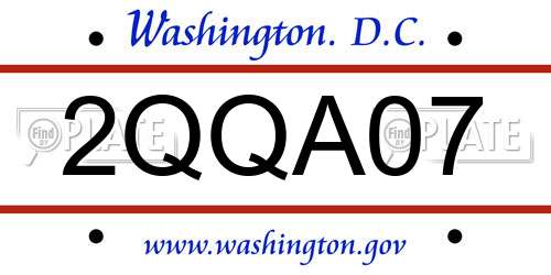 2QQA07 District Of Columbia License Plate
