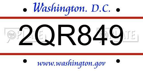 2QR849 District Of Columbia License Plate