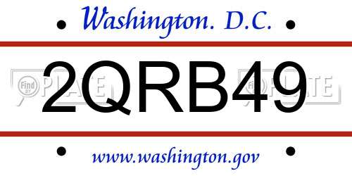 2QRB49 District Of Columbia License Plate