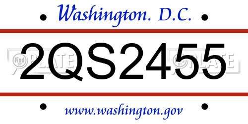 2QS2455 District Of Columbia License Plate