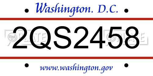 2QS2458 District Of Columbia License Plate