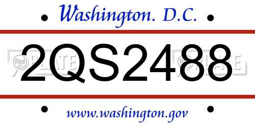 2QS2488 District Of Columbia License Plate