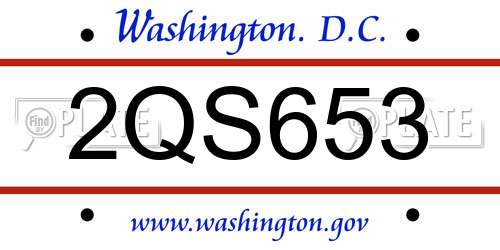 2QS653 District Of Columbia License Plate