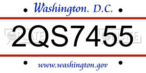2QS7455 District Of Columbia License Plate