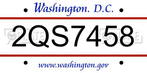 2QS7458 District Of Columbia License Plate