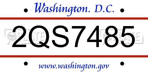 2QS7485 District Of Columbia License Plate