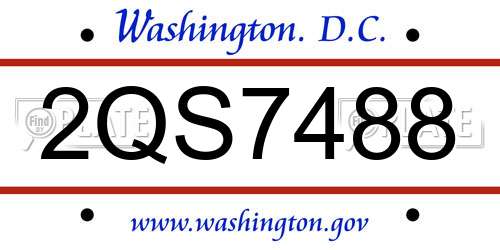 2QS7488 District Of Columbia License Plate