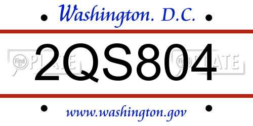 2QS804 District Of Columbia License Plate