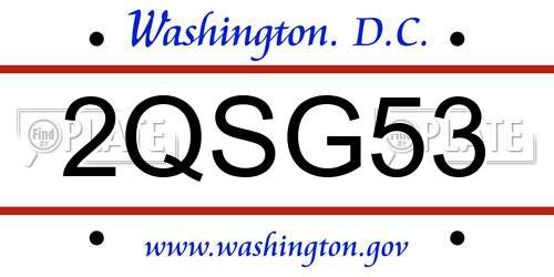 2QSG53 District Of Columbia License Plate