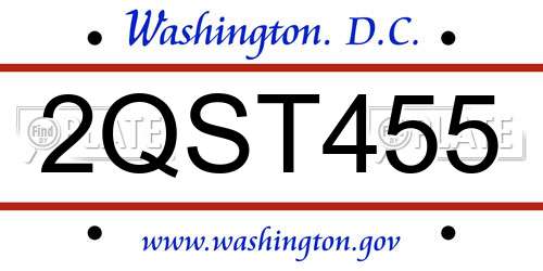 2QST455 District Of Columbia License Plate