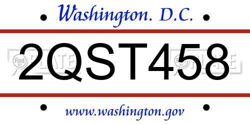 2QST458 District Of Columbia License Plate