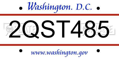 2QST485 District Of Columbia License Plate
