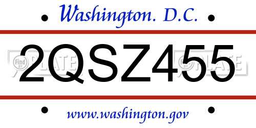 2QSZ455 District Of Columbia License Plate