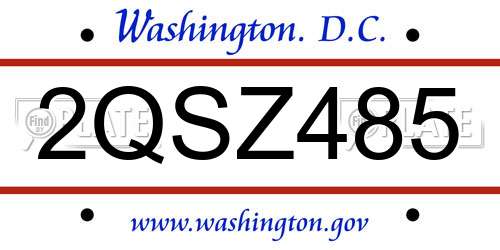 2QSZ485 District Of Columbia License Plate