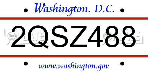 2QSZ488 District Of Columbia License Plate