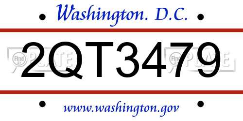 2QT3479 District Of Columbia License Plate