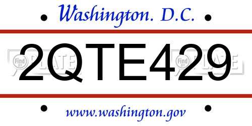 2QTE429 District Of Columbia License Plate
