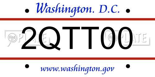 2QTT00 District Of Columbia License Plate