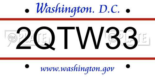 2QTW33 District Of Columbia License Plate