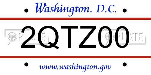 2QTZ00 District Of Columbia License Plate