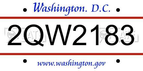 2QW2183 District Of Columbia License Plate
