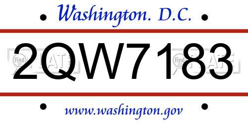 2QW7183 District Of Columbia License Plate