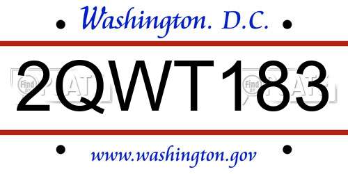 2QWT183 District Of Columbia License Plate
