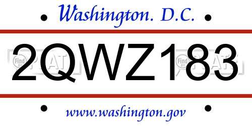 2QWZ183 District Of Columbia License Plate