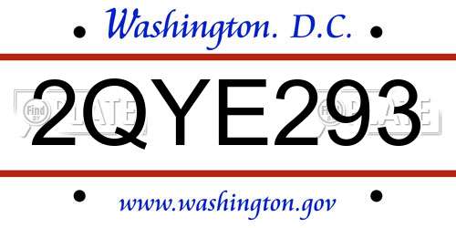 2QYE293 District Of Columbia License Plate