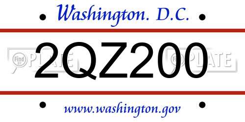 2QZ200 District Of Columbia License Plate