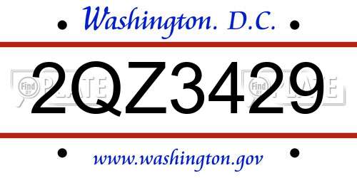 2QZ3429 District Of Columbia License Plate