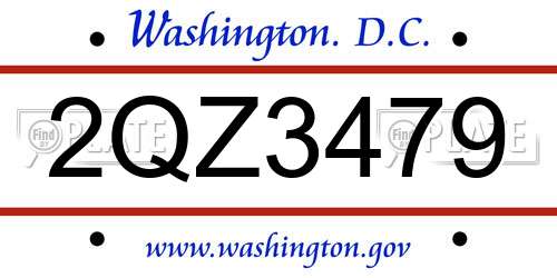 2QZ3479 District Of Columbia License Plate