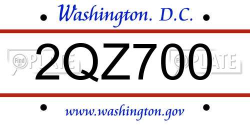 2QZ700 District Of Columbia License Plate