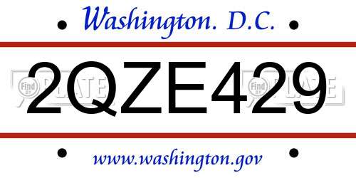 2QZE429 District Of Columbia License Plate