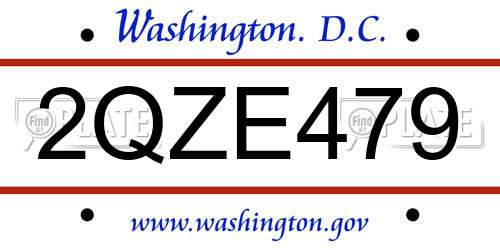 2QZE479 District Of Columbia License Plate