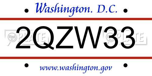 2QZW33 District Of Columbia License Plate