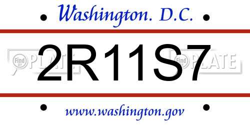 2R11S7 District Of Columbia License Plate