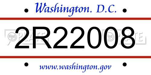 2R22008 District Of Columbia License Plate