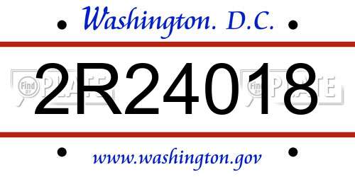 2R24018 District Of Columbia License Plate