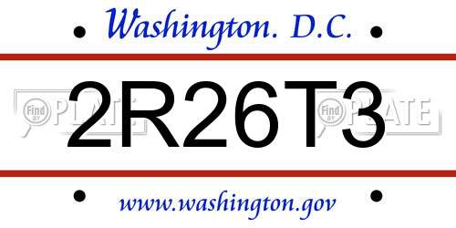 2R26T3 District Of Columbia License Plate
