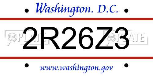 2R26Z3 District Of Columbia License Plate