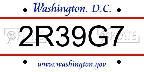 2R39G7 District Of Columbia License Plate