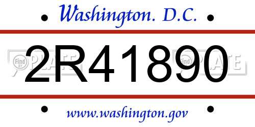 2R41890 District Of Columbia License Plate
