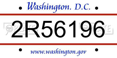 2R56196 District Of Columbia License Plate