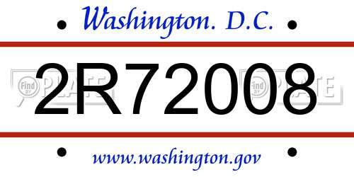 2R72008 District Of Columbia License Plate