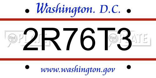 2R76T3 District Of Columbia License Plate