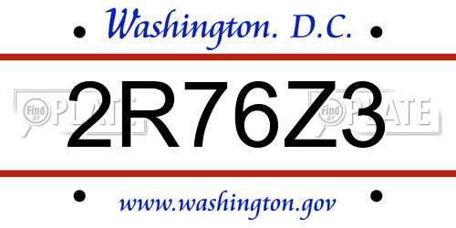 2R76Z3 District Of Columbia License Plate