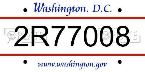 2R77008 District Of Columbia License Plate