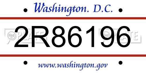 2R86196 District Of Columbia License Plate