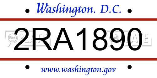 2RA1890 District Of Columbia License Plate